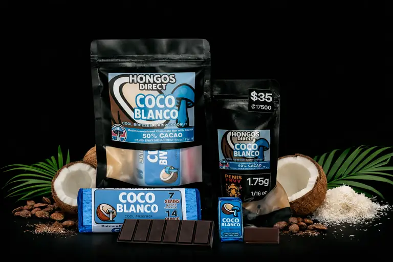 Coco Blanco coconut mushroom chocolate bar by Hongos Direct
