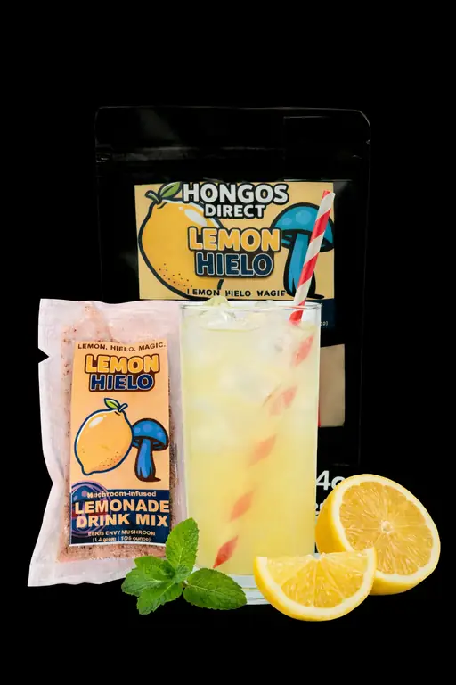 Lemon Hielo mushroom-infused lemonade drink mix by Hongos Direct